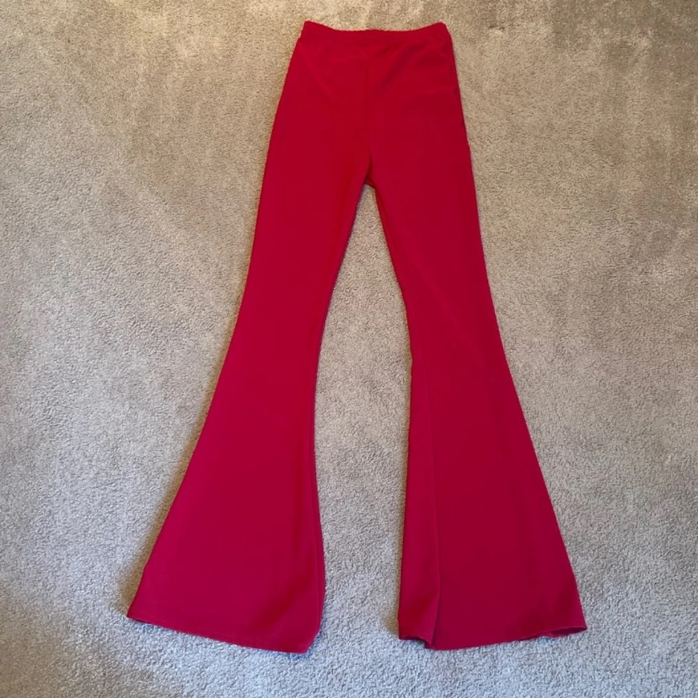 Red high waisted pants PrettyLittleThing